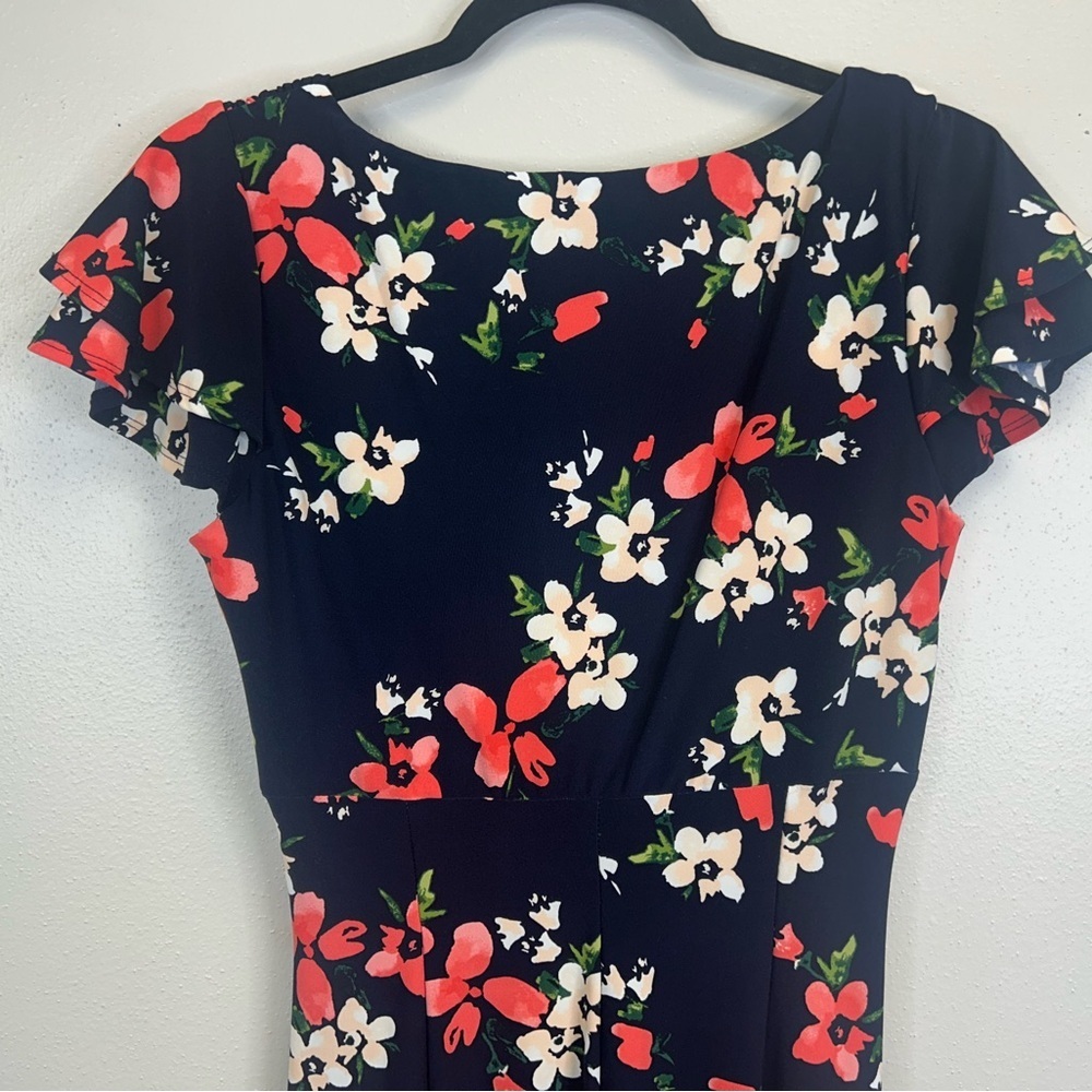 Lauren Ralph Lauren Floral Midi Dress Size 6 Wedding Guest Party Event V-neck - Picture 10 of 11